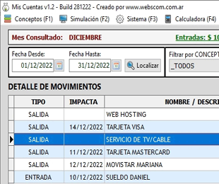 MisCuentas: sistema gratuito para registrar ingresos y gastos personales