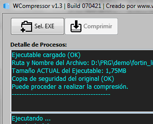 wcompressor: reducir el tamaño de un ejecutable .exe